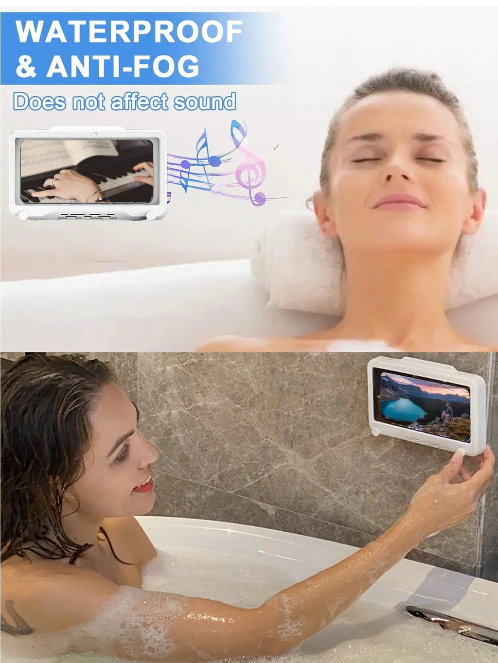 No-Drill Waterproof Shower Phone Holder: 360° Rotatable, Fog-Free, Wall-Mounted Caddy
