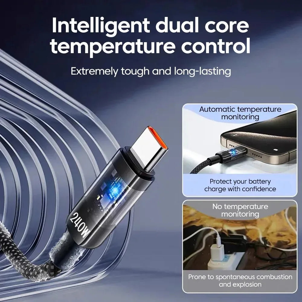 Maerknon 240W USB-C Super Fast Charging Cable LED Display Android Phones