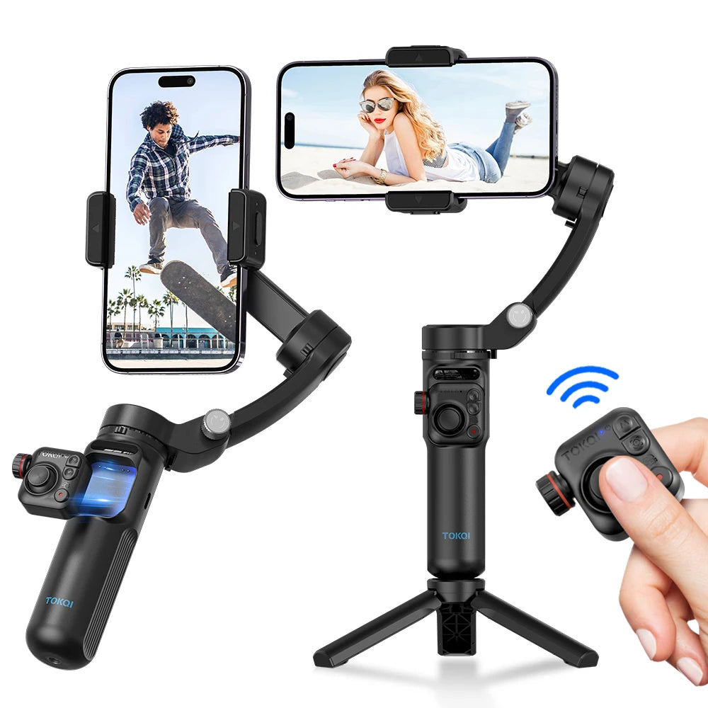 AXNEN M02 3-Axis Handheld Gimbal Stabiliser for Smartphones with Selfie Tripod