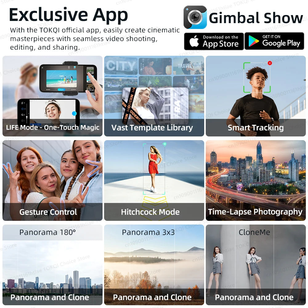 AXNEN M02 3-Axis Handheld Gimbal Stabiliser for Smartphones with Selfie Tripod