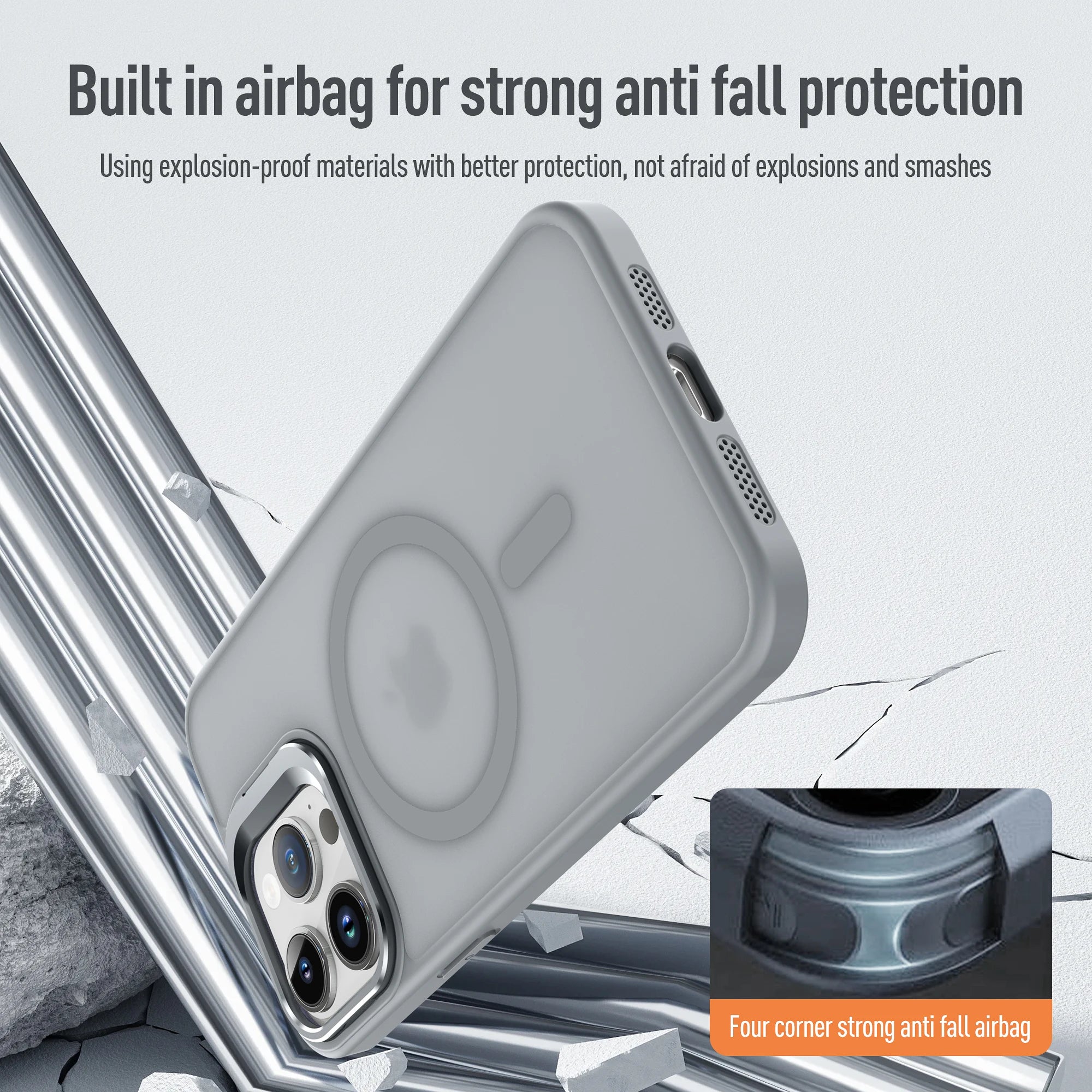 Magnetic Metal Kickstand Magsafe iPhone Case with Lens Protection