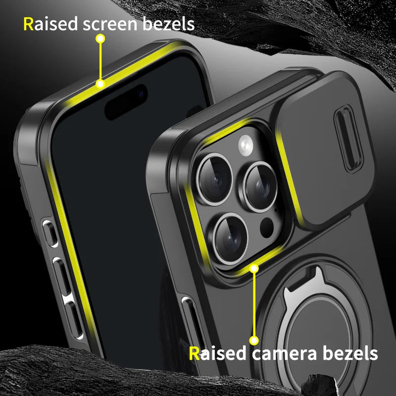 Premium Magnetic Armor iPhone Case with Sliding Camera Protection