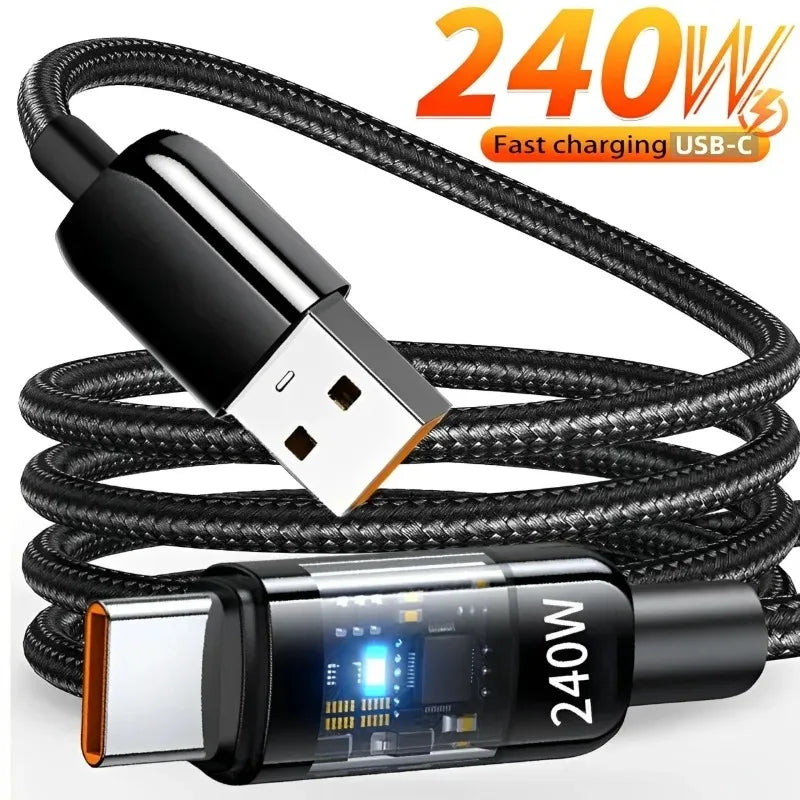Maerknon 240W USB-C Super Fast Charging Cable LED Display Android Phones