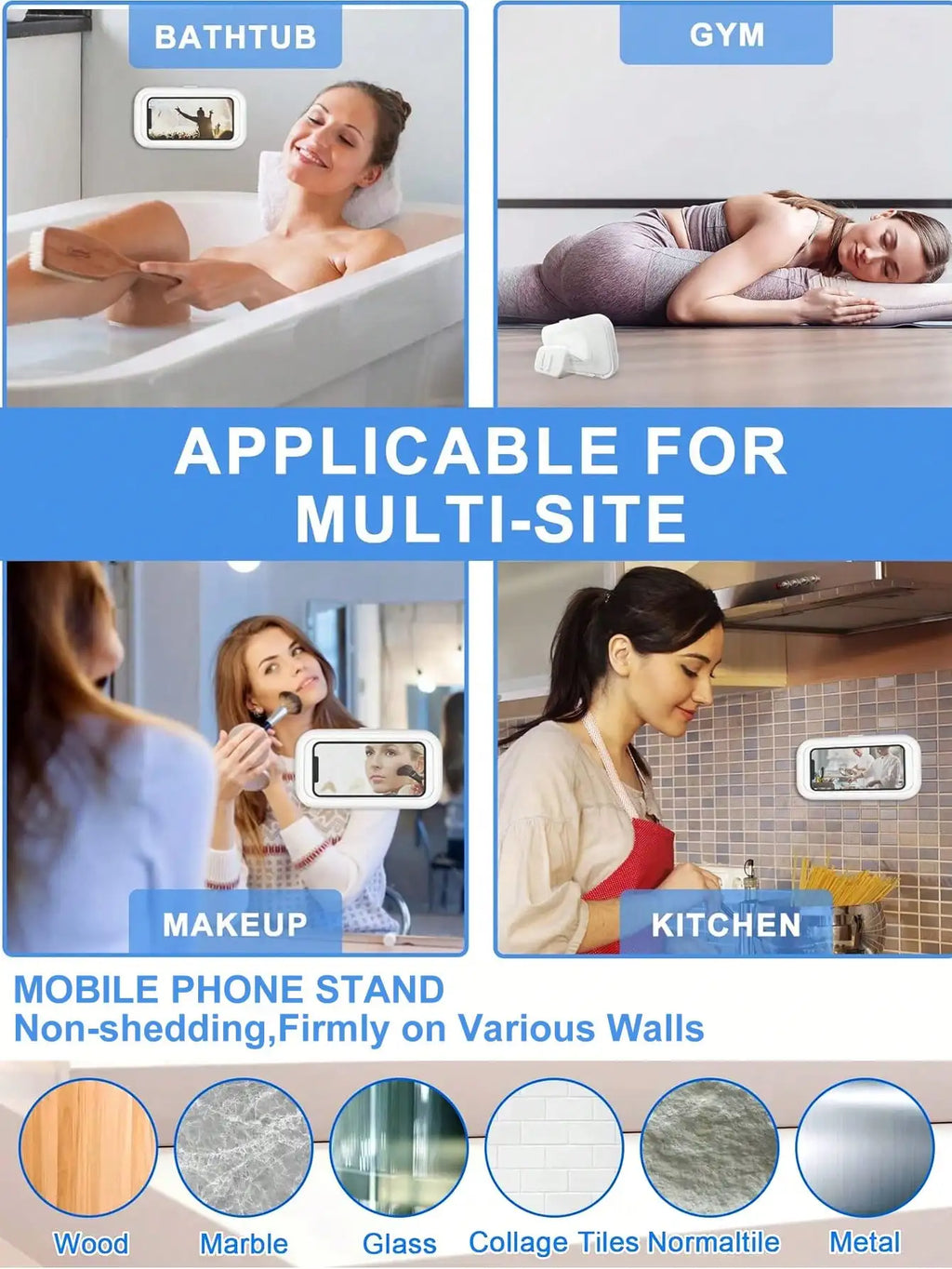 No-Drill Waterproof Shower Phone Holder: 360° Rotatable, Fog-Free, Wall-Mounted Caddy