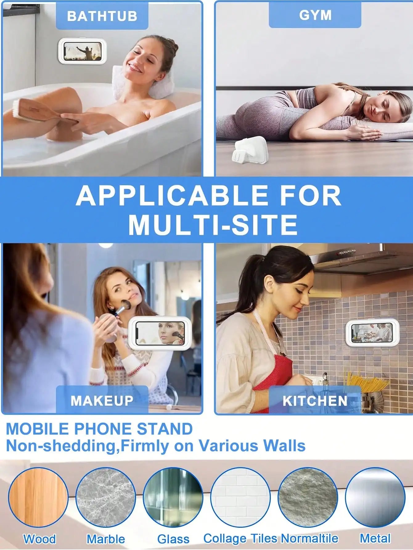 No-Drill Waterproof Shower Phone Holder: 360° Rotatable, Fog-Free, Wall-Mounted Caddy