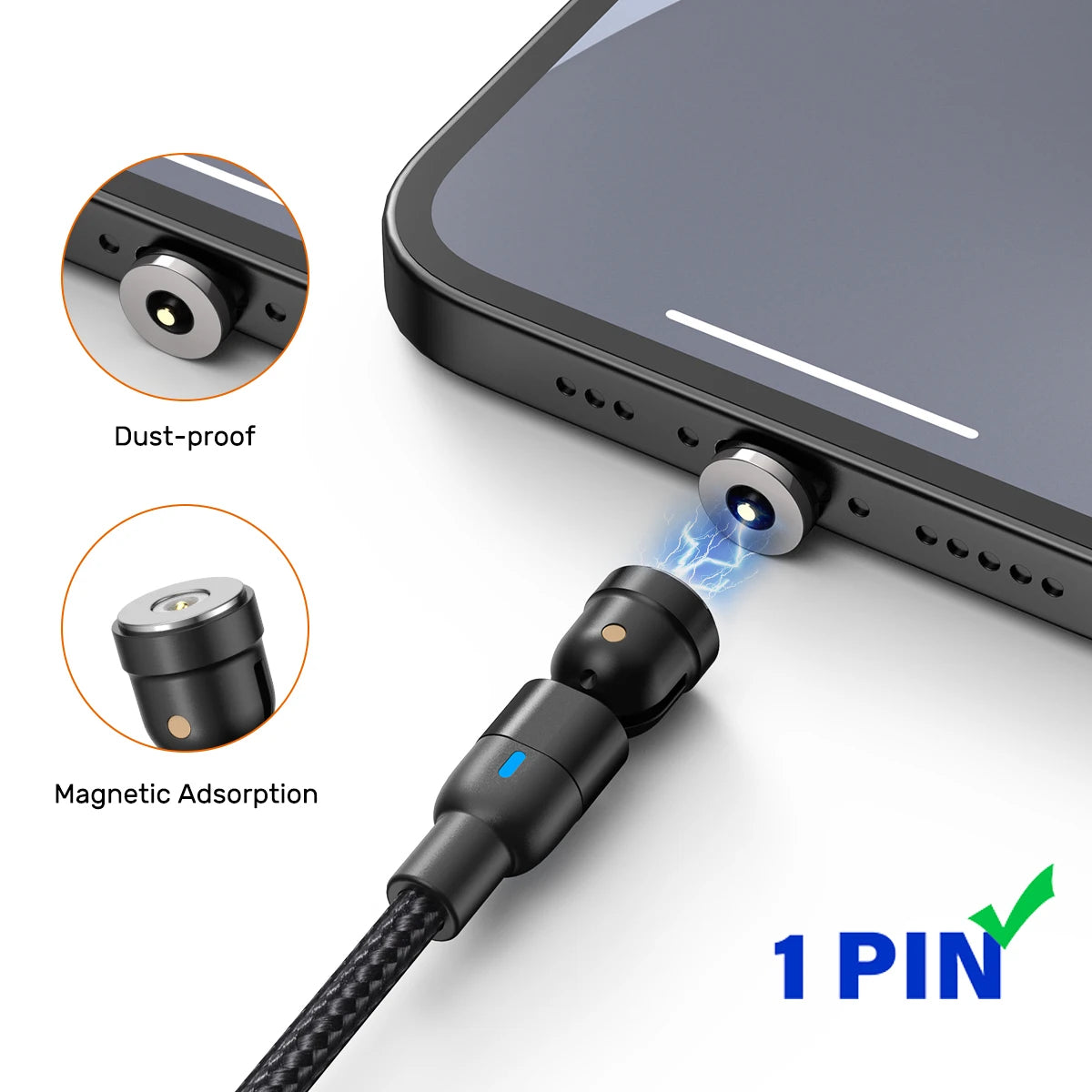 AUFU Universal 540° Magnetic 3-in-1 Fast Charging Cable