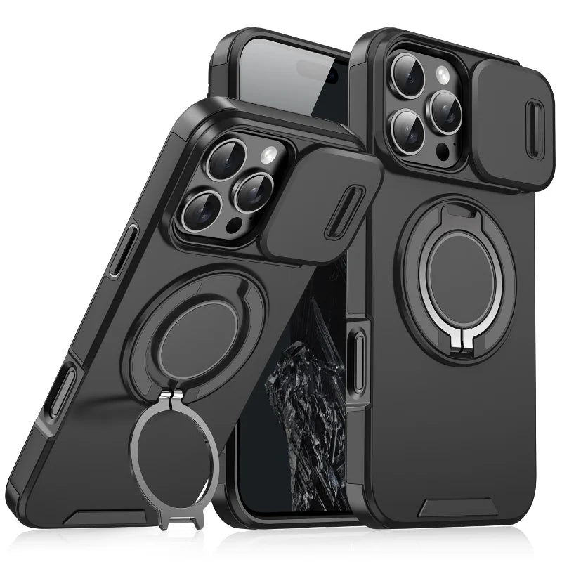 Premium Magnetic Armor iPhone Case with Sliding Camera Protection