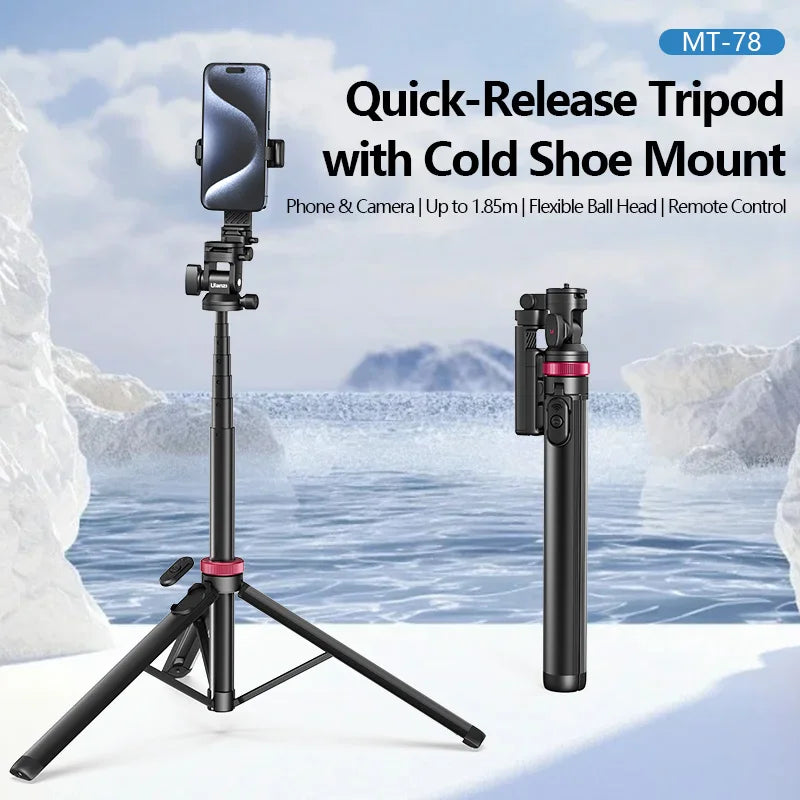 Ulanzi MT-78 Quick-Release Tripod: 1.85m Camera Phone Selfie Stand Remote