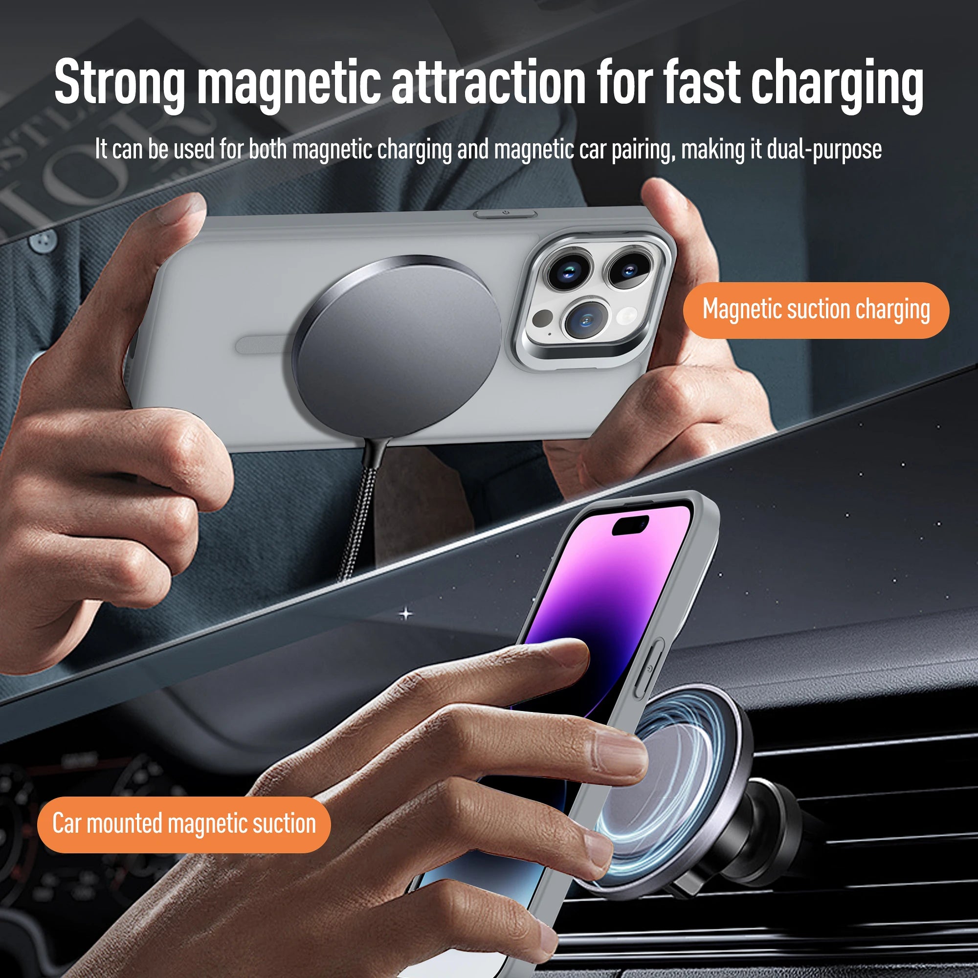 Magnetic Metal Kickstand Magsafe iPhone Case with Lens Protection