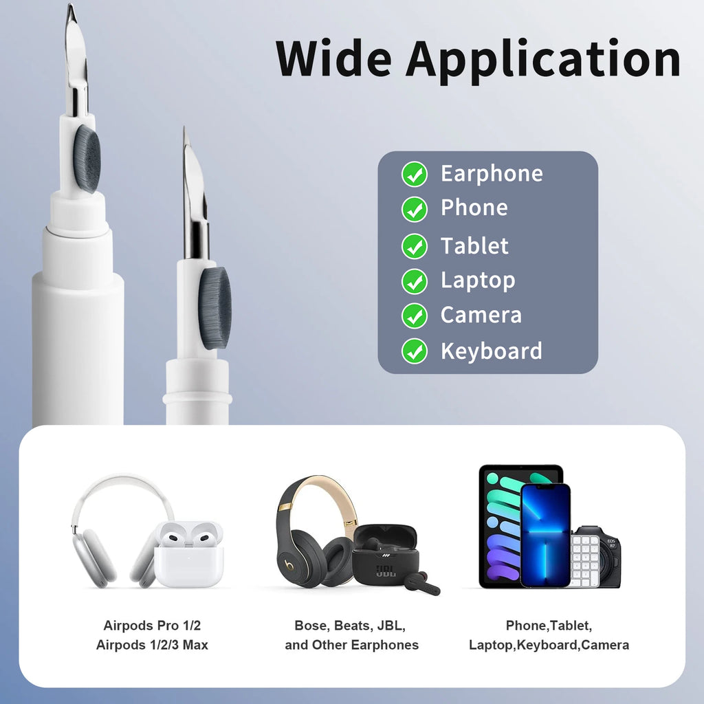 Premium 3-in-1 Earbud Cleaning Pen Kit for AirPods Pro, Xiaomi, iPhone