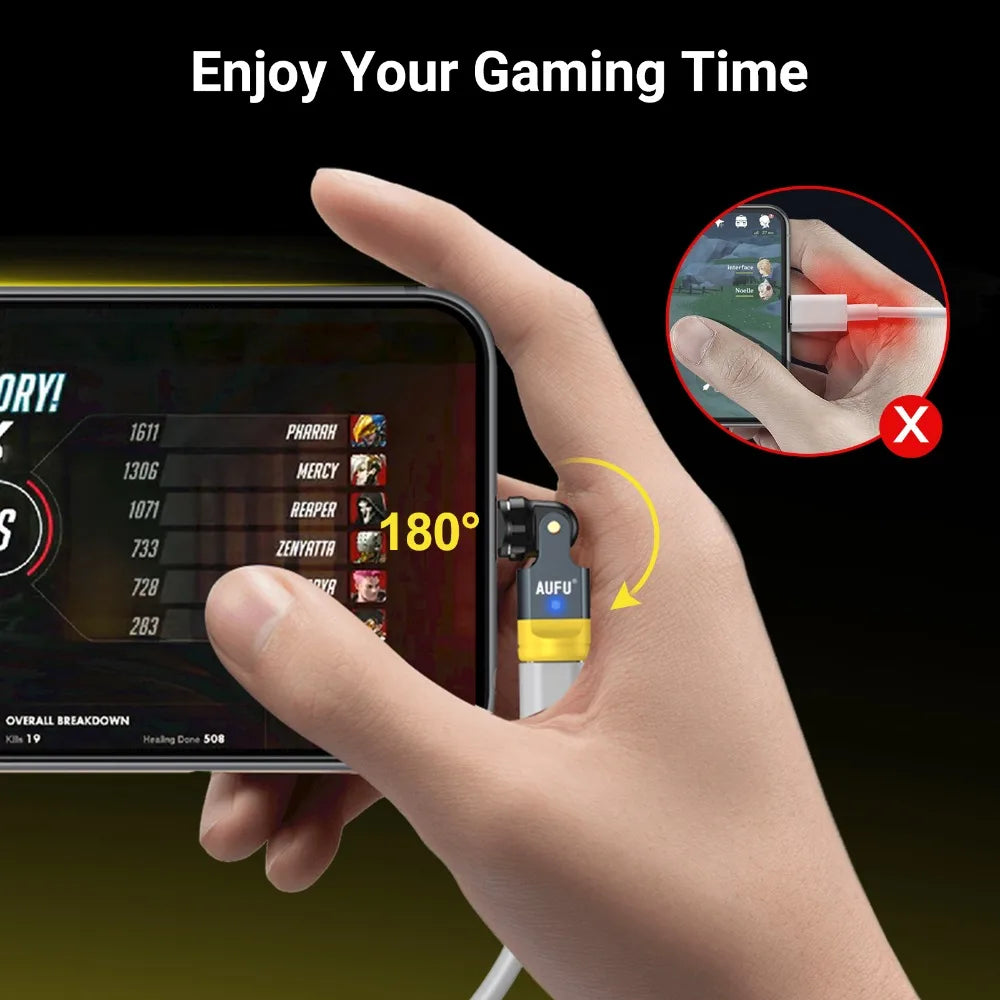 AUFU 540° Rotating Magnetic OTG Adapter for USB-C, iOS, Micro Devices