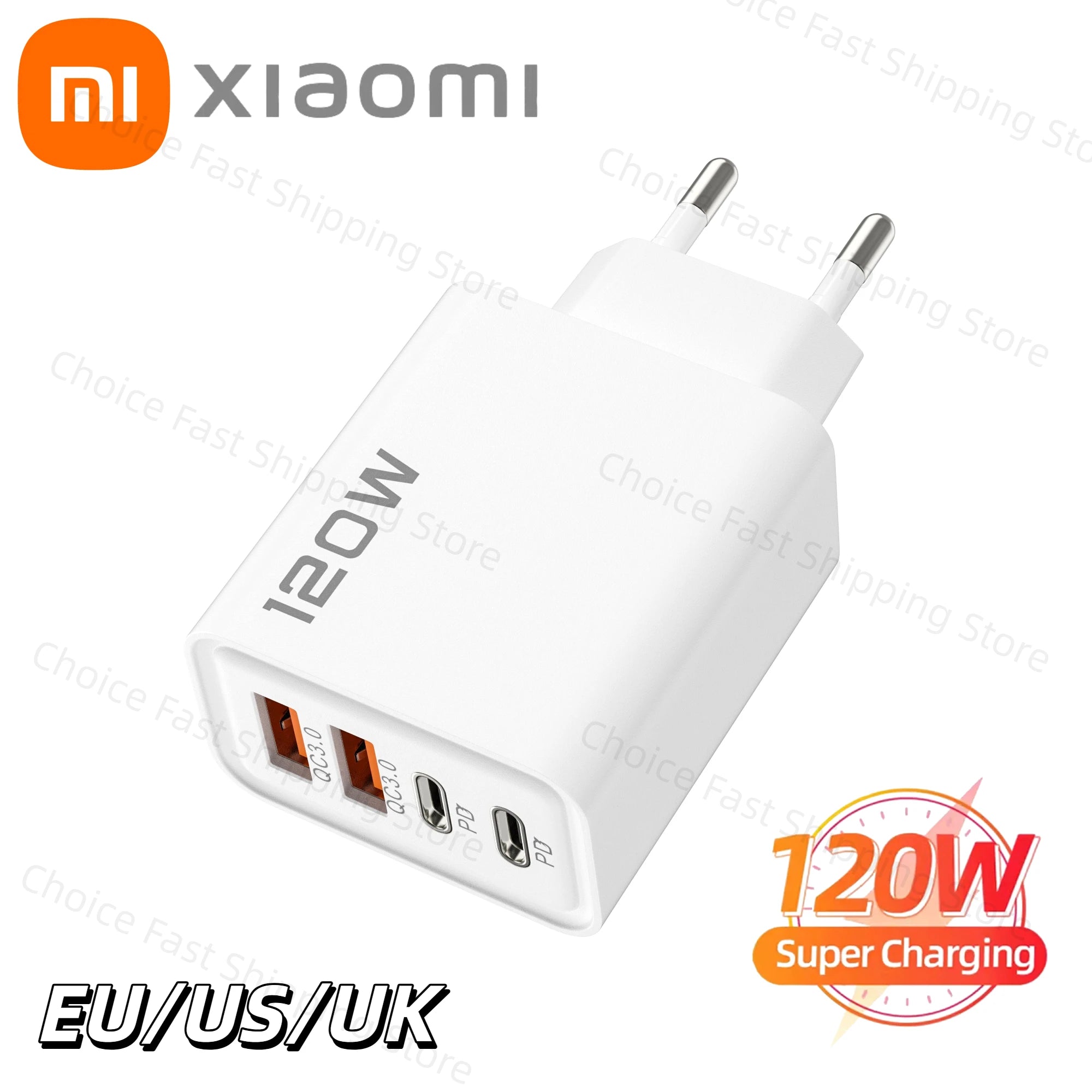 Xiaomi 120W Quad-Port USB-C GaN Fast Wall Charger for iPhone & Android