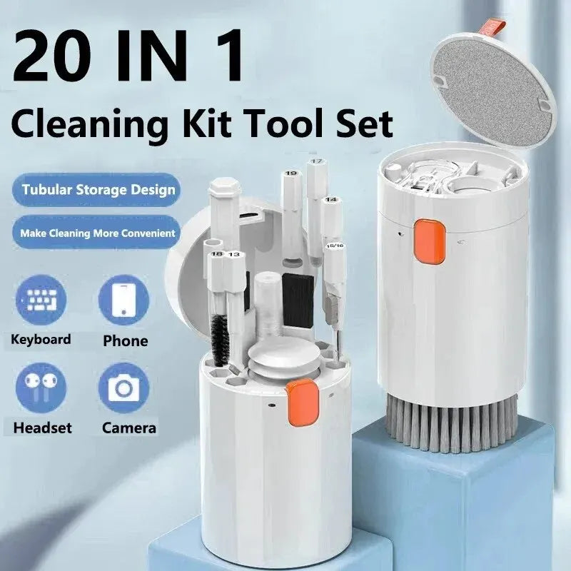 20-in-1 Tech Gadget Cleaning Kit: Keyboard Brush, Earphone Pen, Screen Spray