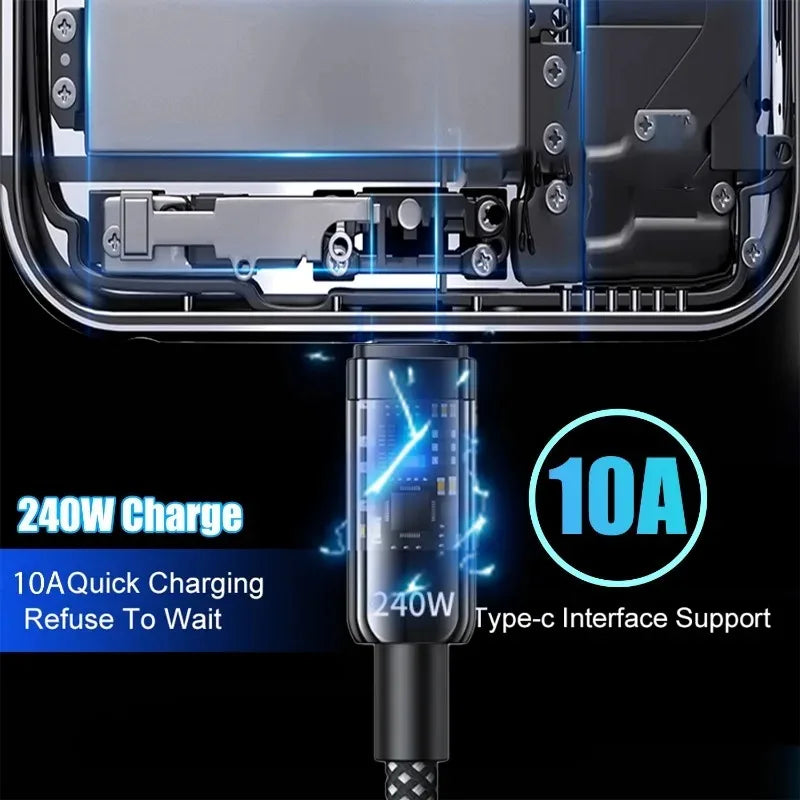 Maerknon 240W USB-C Super Fast Charging Cable LED Display Android Phones