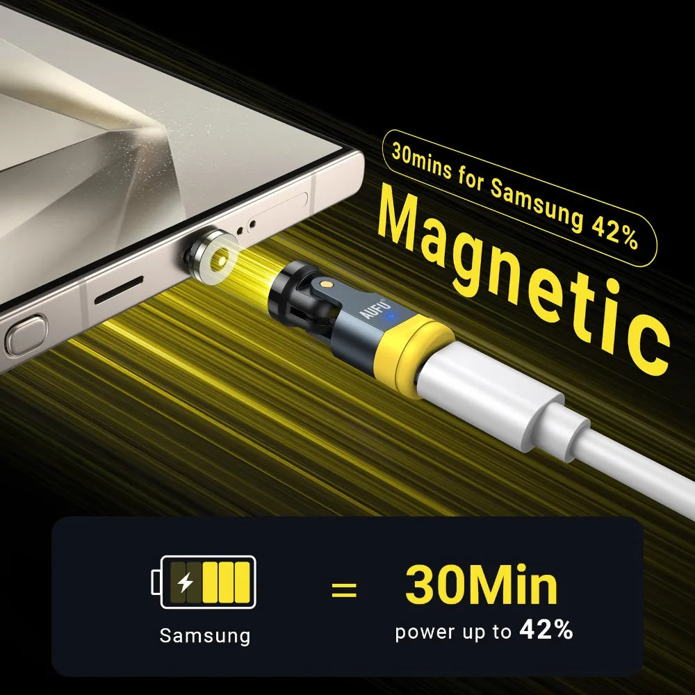 AUFU 540° Rotating Magnetic OTG Adapter for USB-C, iOS, Micro Devices