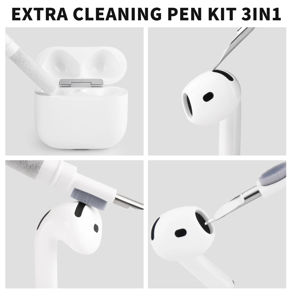 Premium 3-in-1 Earbud Cleaning Pen Kit for AirPods Pro, Xiaomi, iPhone